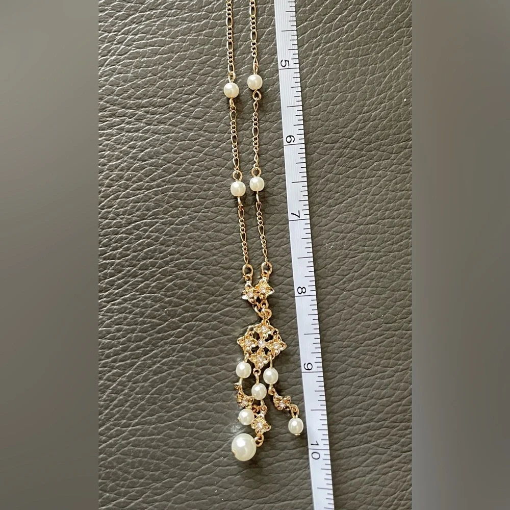 Signed NWT Vintage Gold Pearl Drop Necklace - Picture 9 of 15